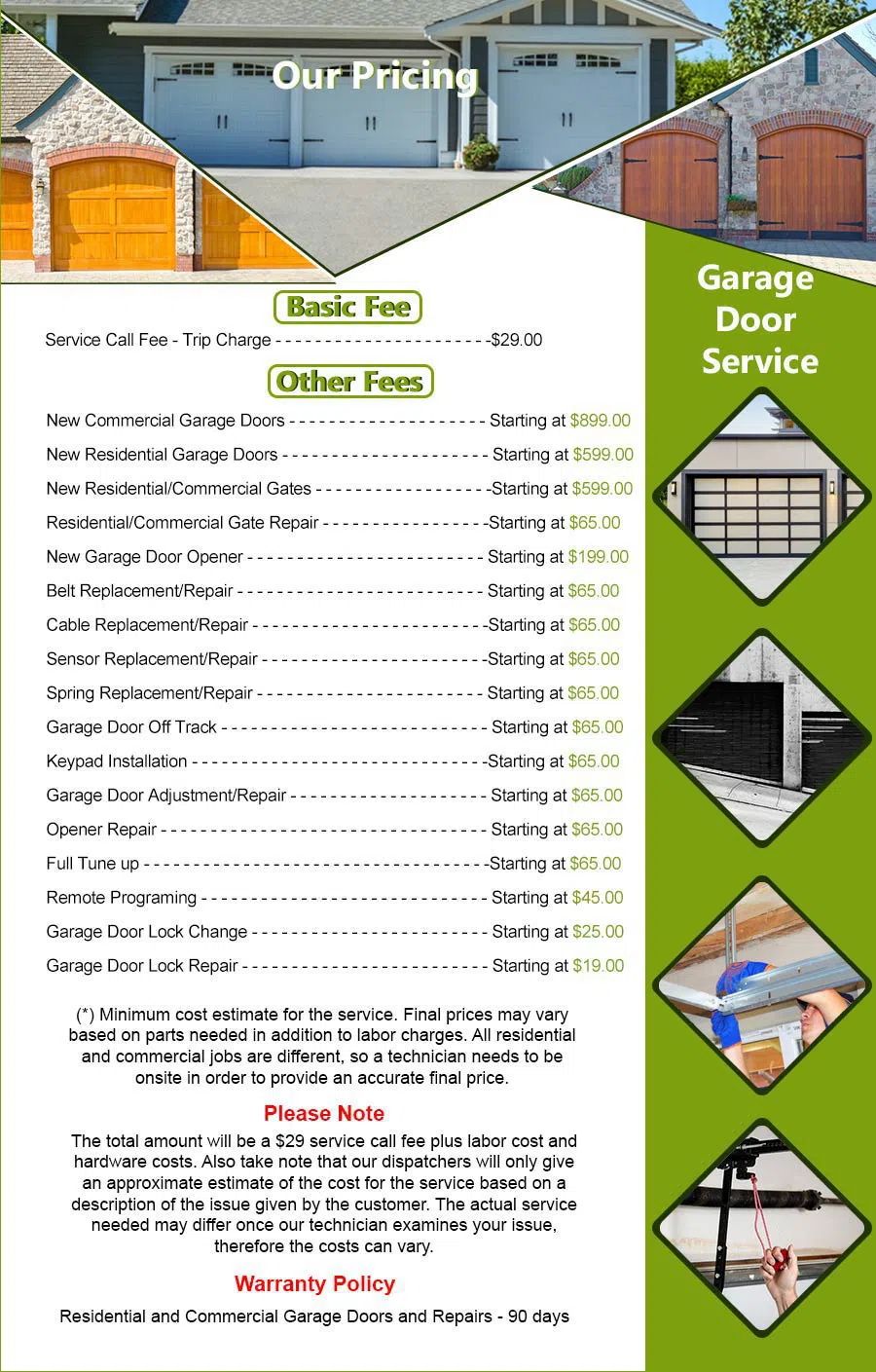 Galaxy Garage Door Service Vancouver, WA 360-695-3349 - pricelist5